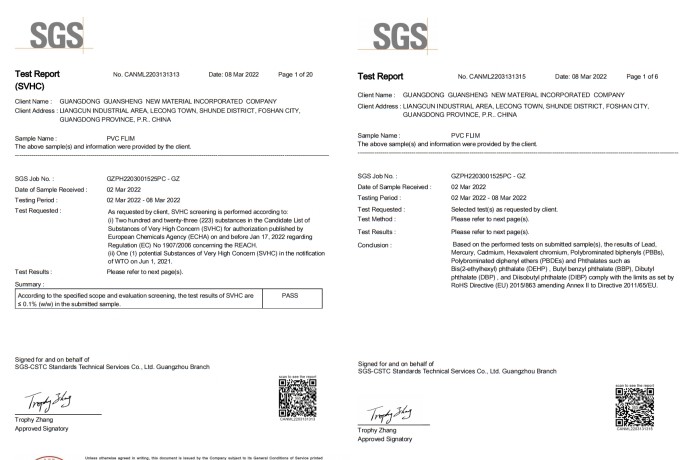 Certificate REACH & RoHS