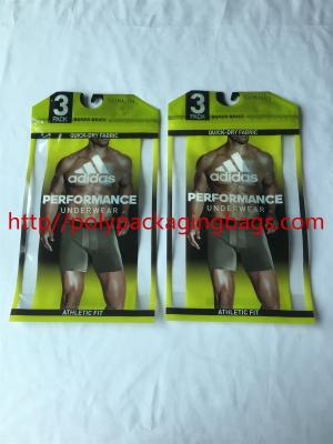 China Recyclable Poly Bags With Hangers , Clothing Plastic Packing Bags With Plastic Hook for sale