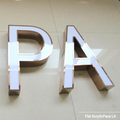 China The Factory Directly Supplies the Front Acrylic LED Luminous Golden Stainless Steel Edging Letter logo for sale
