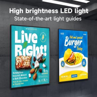 China High Bright LED Ultra Thin Glass Light Box 10mm Easy Poster Change For Retail for sale
