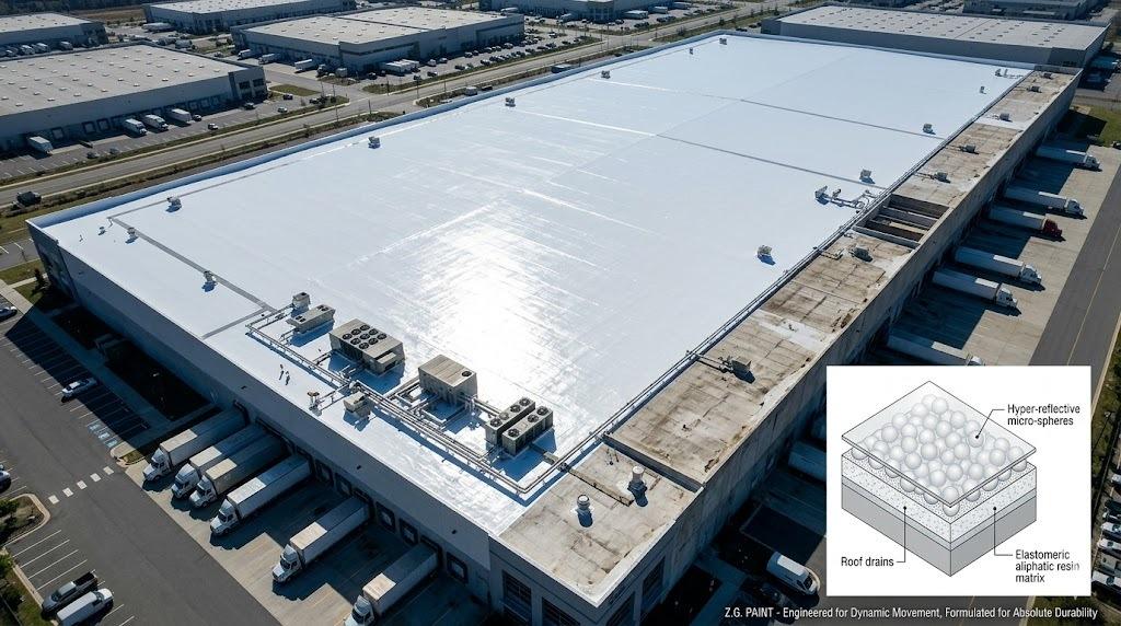 Industrial Logistics Center: 20,000 SQM Highly-Elastic UV-Reflective Roof Renovation