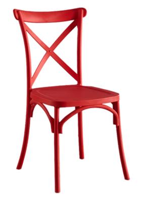 China Farmhouse X Cross Back Side Chair Red For Bistro Kitchen Customized for sale