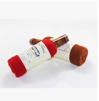 China New creative promotion gift product wedding gift wine bottle shape towel for sale