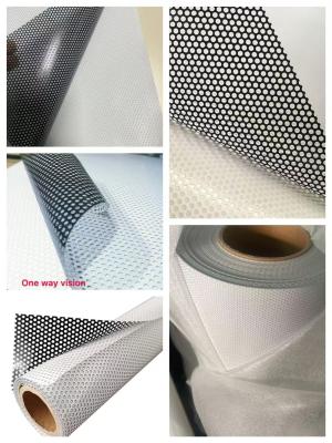 China 40% transmittance Self adhesive perforated vinyl (one way vision) 140mic/140gsm for window application for sale