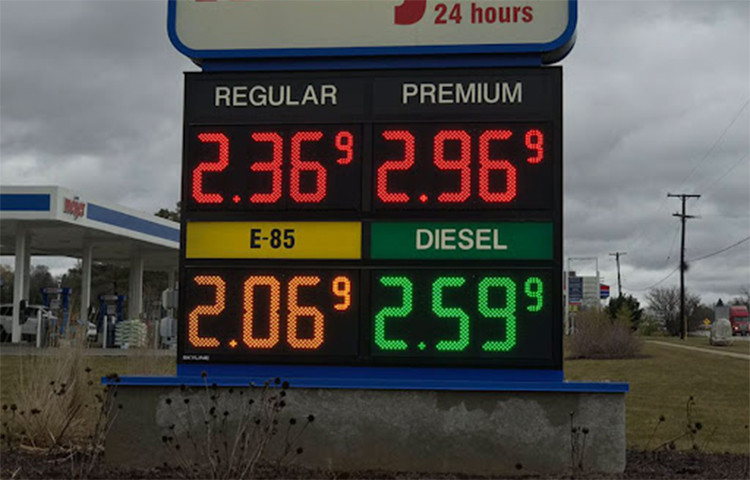 P10 DIP single red color outdoor led display for gas station