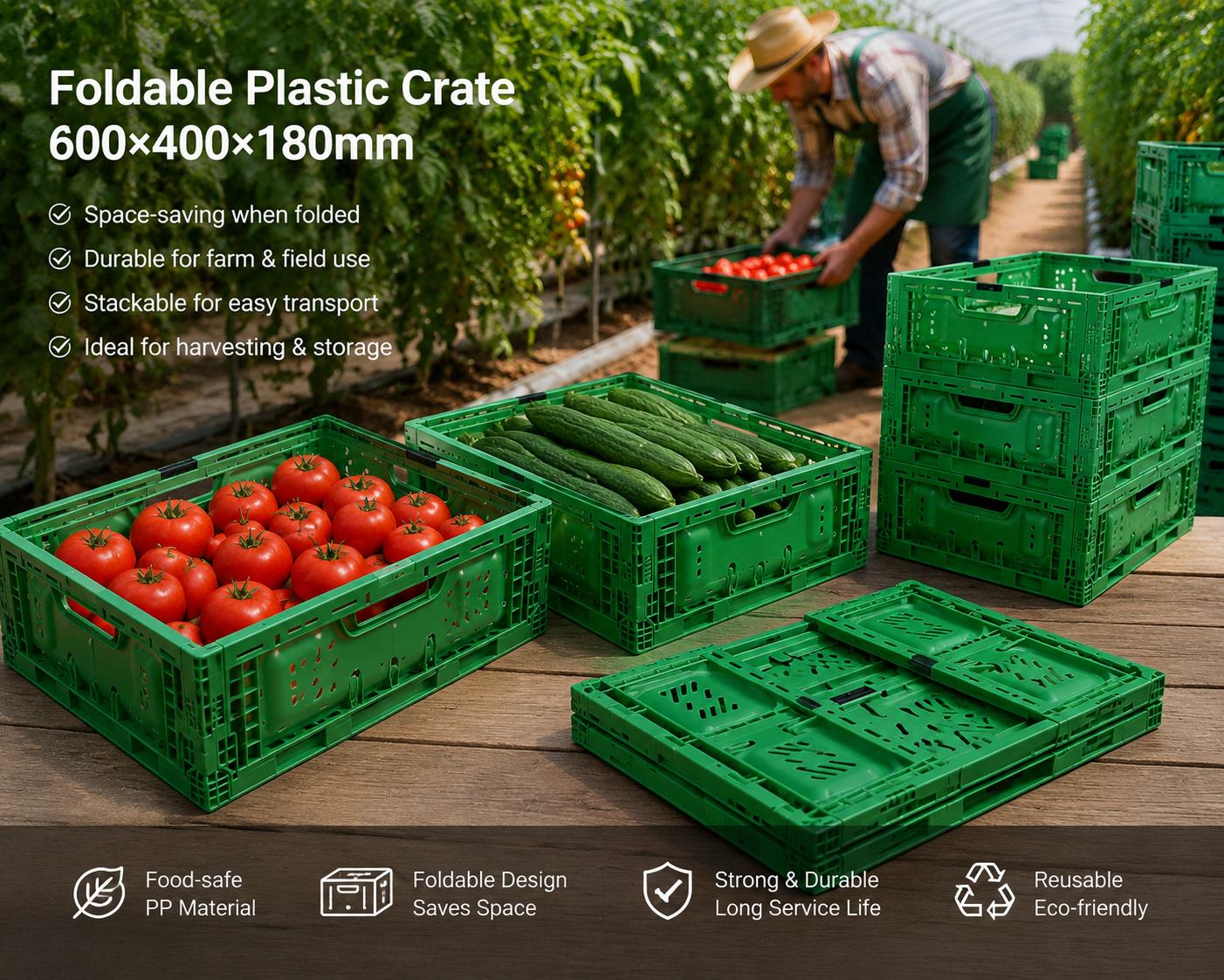 Case Study: Custom Foldable Plastic Crate 600×400×180mm for U.S. Logistics Efficiency Optimization