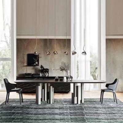 China Made in Italy Ceramic Marble Dining Table 240x110x76 cm Stainless Steel Legs for sale