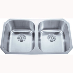 Four Holes Deep Stainless Steel Double Bowl Sink Self Rimming