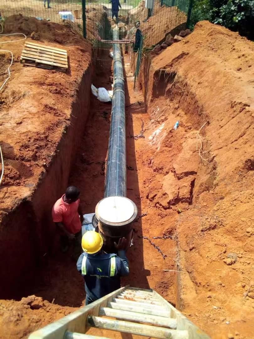 Uganda customer pipeline installation construction site
