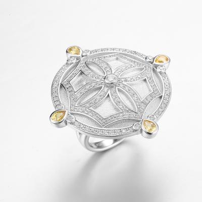 China Symbol of Power 925 Sterling Silver CZ Irregular Pattern Decoration Rings for sale