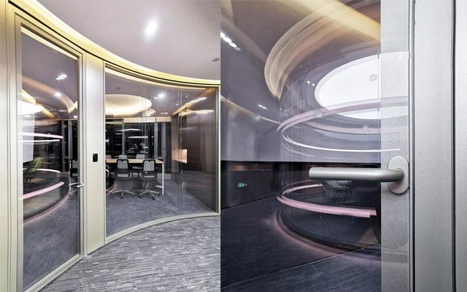 Curved panoramic glass partition system project