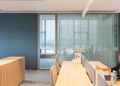 China Glass Partition Wall With Smart Electric Louver Partitions For Modern Spaces Electric Blinds for sale
