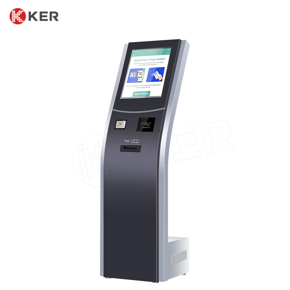 17 inches queue and call QMS kiosk touchscreen print ticket kiosks self service payment kiosks