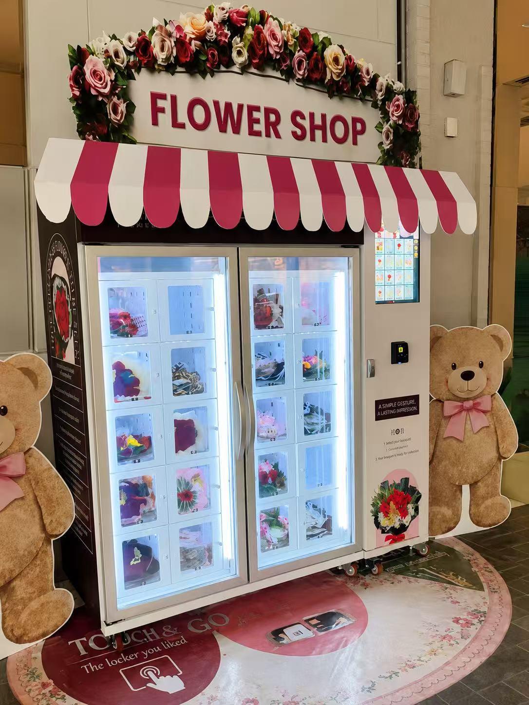 USA Mall Flower Locker Vending Machine Case Study Selling Bouquets 24/7