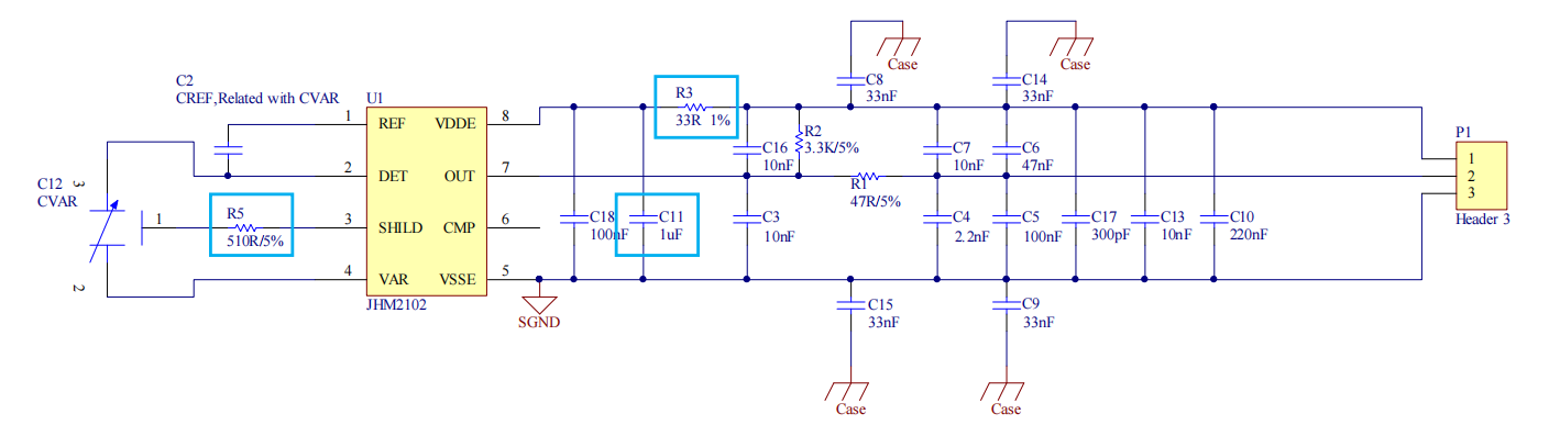 TAIMI Pressure ceramic sensor application reference circuit