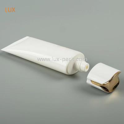 China 40mm Diameter PE Cosmetic Squeeze Tube Luxury Electroplated Trim Flip Cap Empty Skincare Lotion for sale