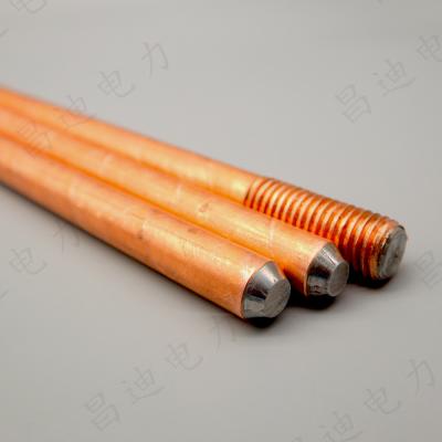 China Pure Copper Galvanised Earth Rods Placement Screw Pointed Threaded for sale