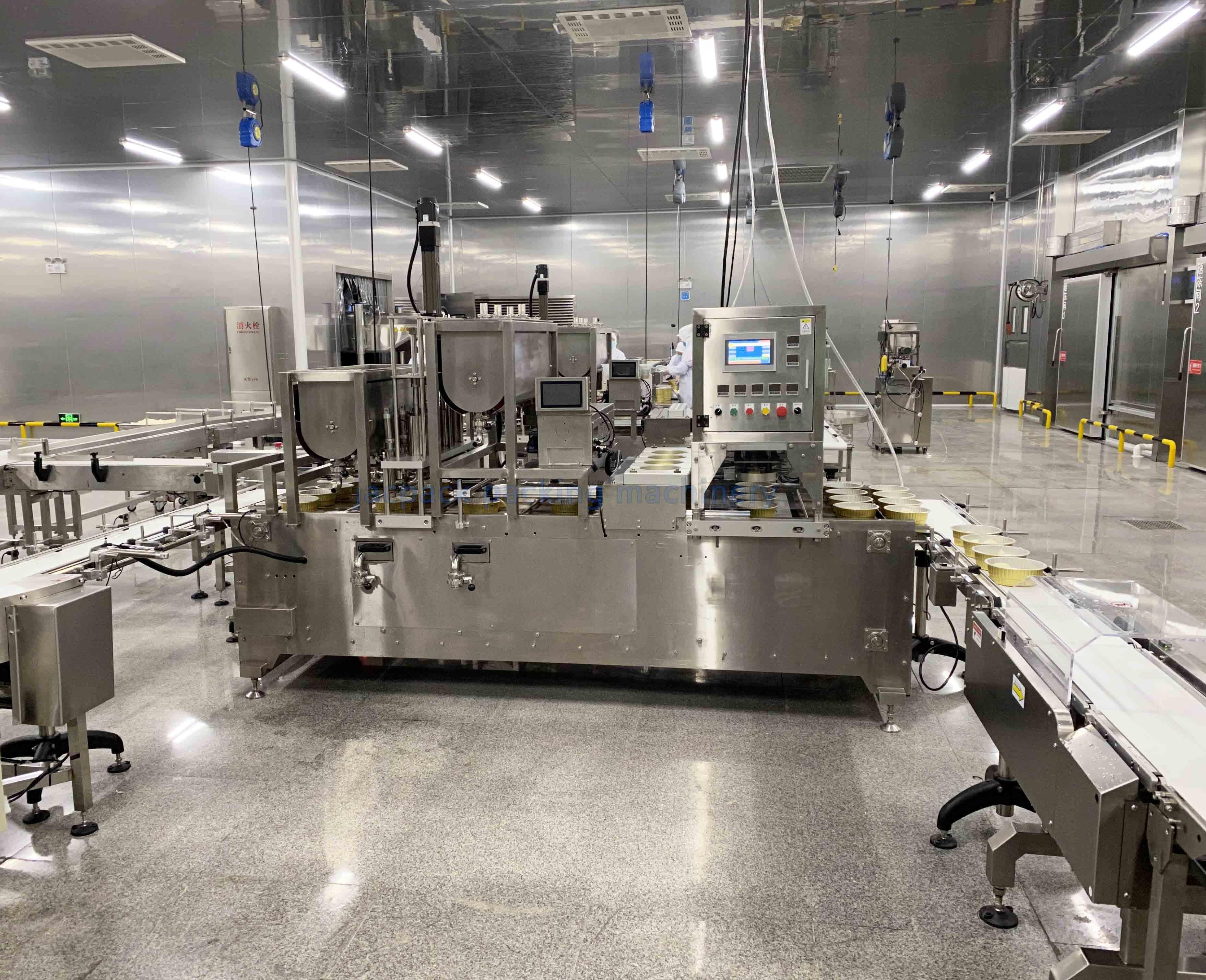 linear pre-made food aluminum foil tray filling sealing line