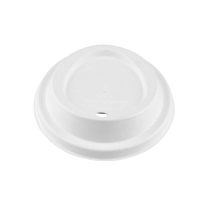 China 90mm 100% Biodegradable Sugarcane Pulp Molded Sip Lid , Triangle Design , Bleached for sale