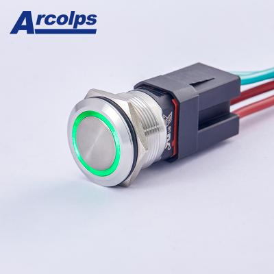 China 2NO2NC 20A 22mm Metal Push Button Switch With Lights In Red Black Golden Green Blue for sale