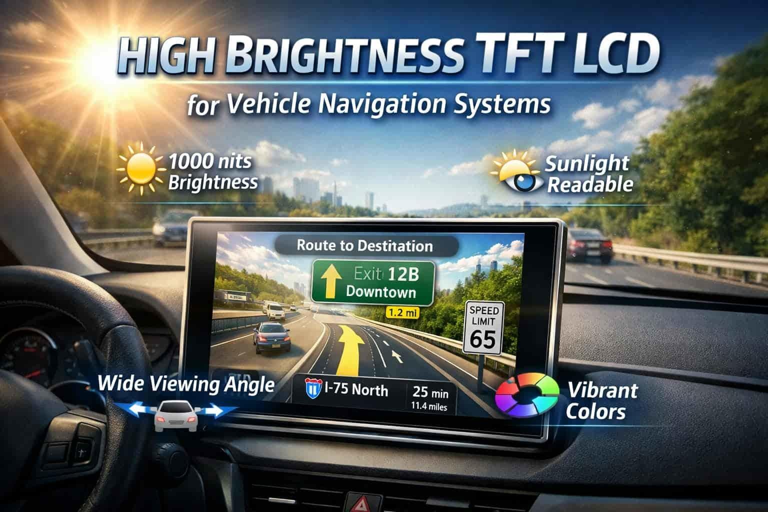 High Brightness TFT LCD for Vehicle Navigation Systems