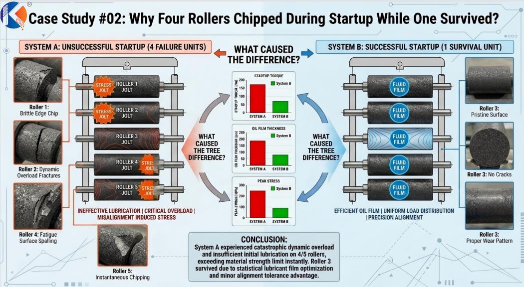 Case Study #02: Why Four Rollers Chipped During Startup While One Survived?