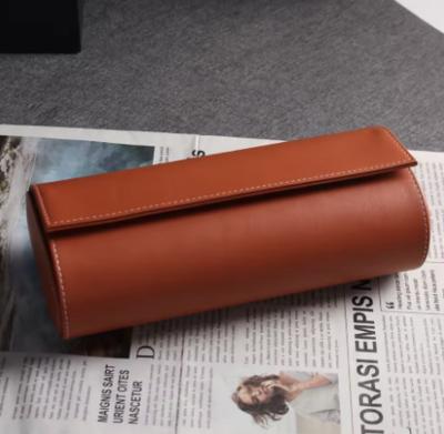 China Luxurious Leather Watch Storage Organizer Travel Watch Rolls With Houndstooth Cloth for sale