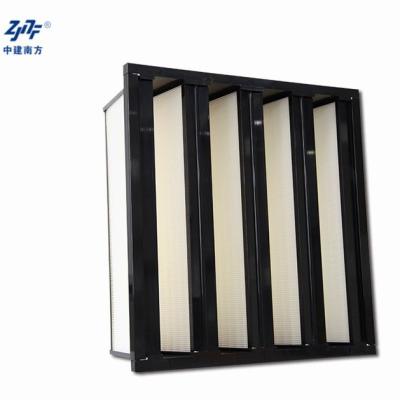 China Sub Efficiency MERV 8 Superfine V Bank Air Filter W Type Dust Large Filtration Capacity Dust Collect for sale