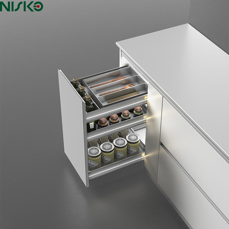 Kitchen organizer multi-function bottle pull out basket storage system