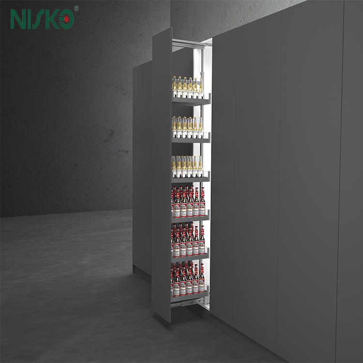 Kitchen organizer glass pantry pull out basket to storage your food, save time cabinet