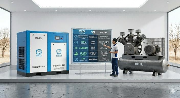Screw Air Compressor vs. Piston Air Compressor – 7 Reasons Why Screw Technology Wins for Continuous Industrial Use