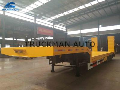 China 3 Axle 60 Ton Low Bed Semi Trailer Heavy Duty Q345 Steel Chassis JOST FUWA for sale
