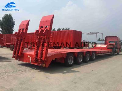 China Heavy Duty Flatbed Low Bed Semi Trailer 4 Axles Extra Durability Designed for sale