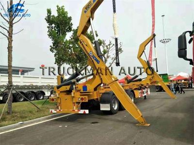 China High Efficient  Side Loader Container Truck Easy Loading Unloading With 37 Tons Crane for sale