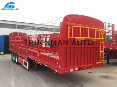 China Q345 Mn 3 Axle Fence Semi Trailer 12000x2400mm Cargo Container Transport for sale
