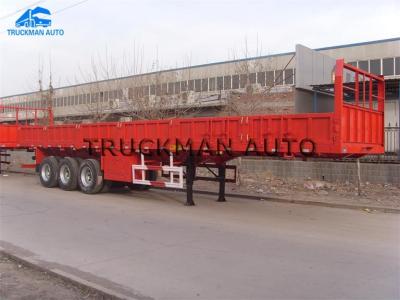 China 3 Axles Flatbed Cargo  Side Wall Semi Trailer With 50-70 Loading Capacity for sale