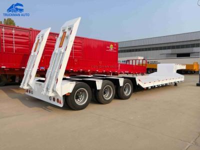 China Flatbed 3 Axle 60 Tons Low Bed Semi Trailer With ABS Brake System for sale
