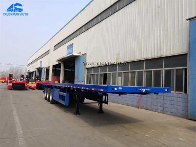 China 3 Axles Semi 3mm Flatbed Container Trailer Mechanical Suspension for sale