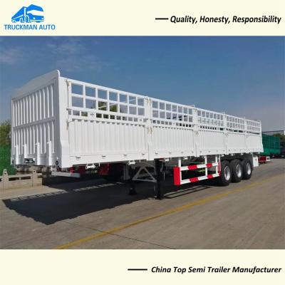 China 3 Axle 60 Tons Drop Side Wall Semi Trailer With FUWA Brand 13 Tons Axle for sale