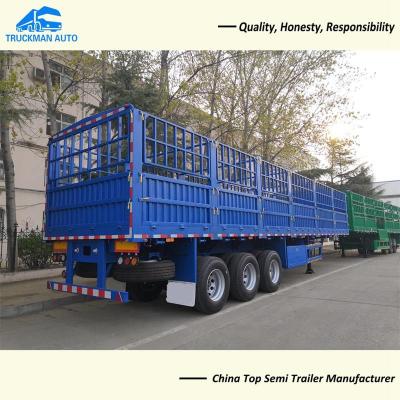 China 3 Axle 60 Tons Fence Semi Trailer 12R22.5 Tires BPW Axles Bulk Cargo Transport for sale