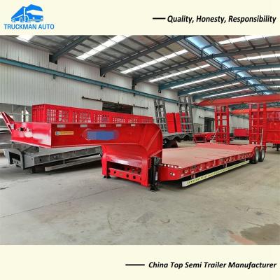 China 100 Ton 2 Line 4 Axle Low Bed Trailer T700 High Strength Steel for sale