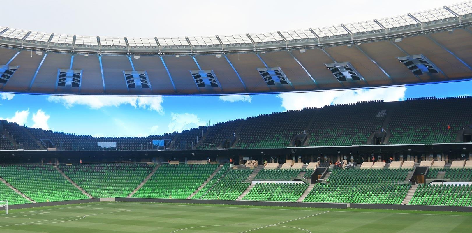 Large LED screen in a foreign stadium