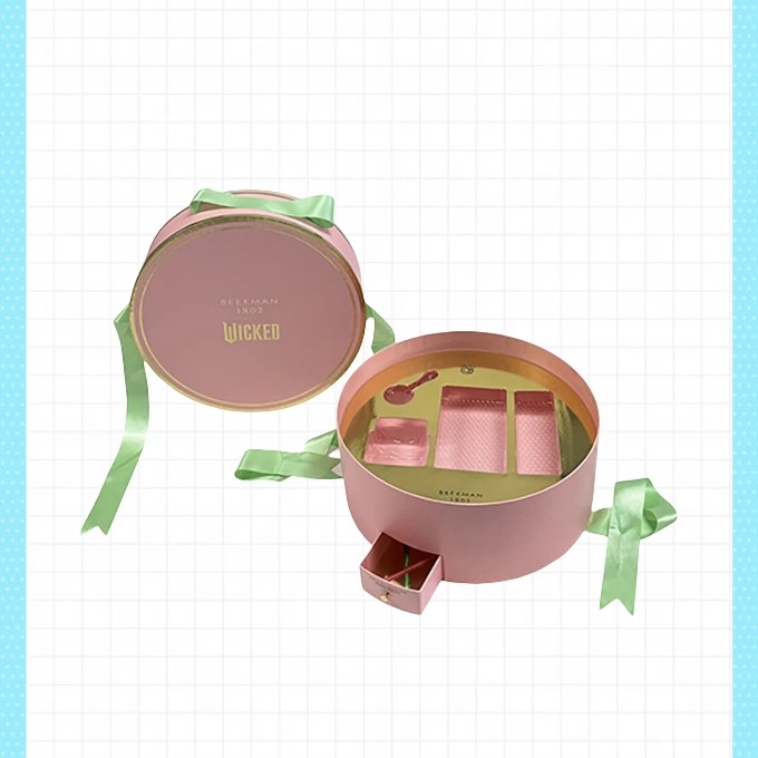 Brand Cooperation Case - Pink Hot Stamped Drawer Round Gift Box for American Customers
