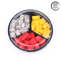 China Custom rPET Plastic Salad Box Takeaway Fruit Packaging 500ml Durable Clear Container for sale