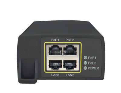 China Indoor 55Vdc 550mA 2 Port PoE Injector For IP Cameras for sale