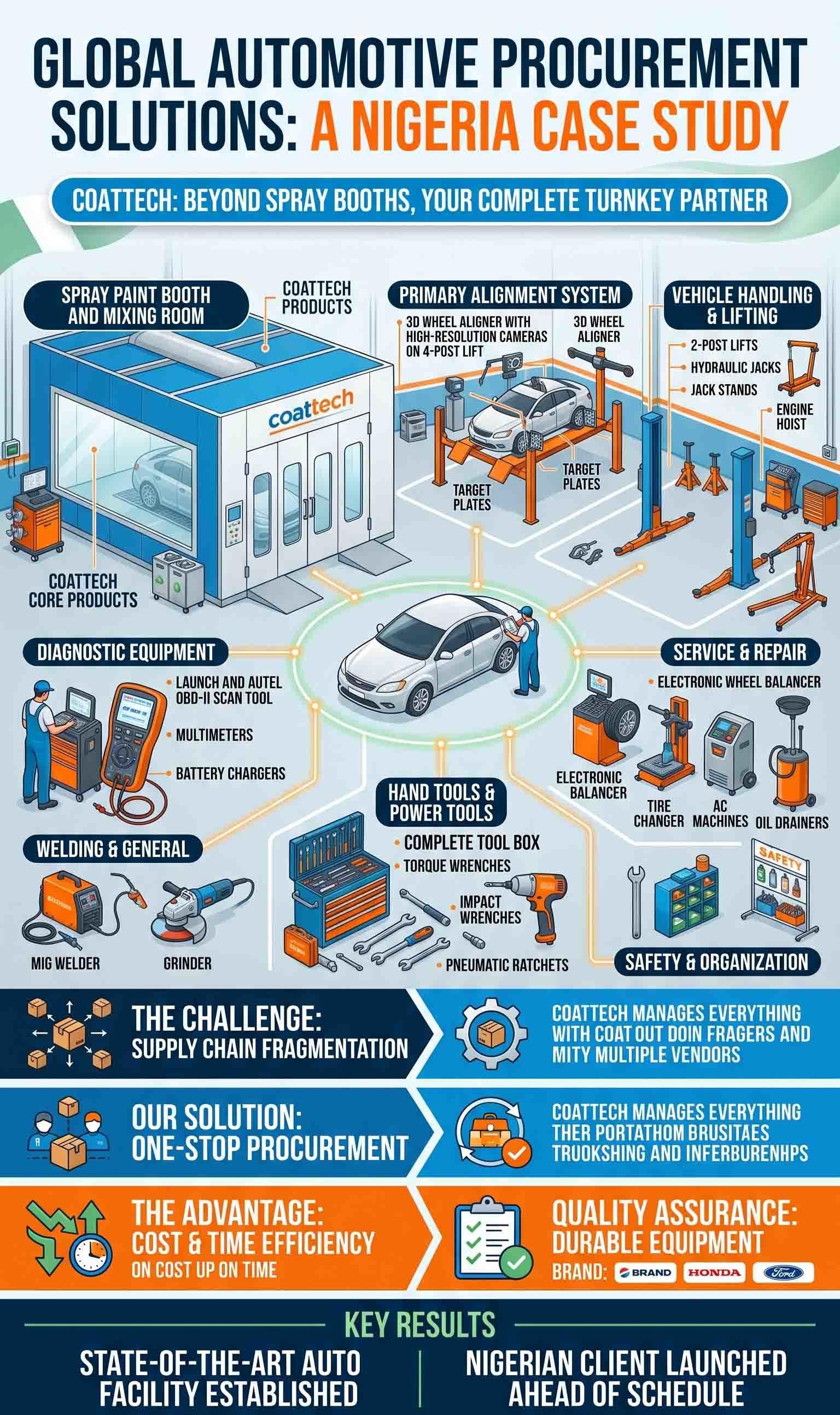Case Study: Coattech Delivers Complete Turnkey Auto Workshop Setup for Premium Service Center in Nigeria