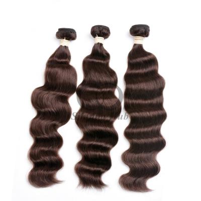 China #4 Medium Brown Loose Deep Wave Remy Human Hair Bundles Sew In Weave Bundles Brazilian Bundle Deals for sale