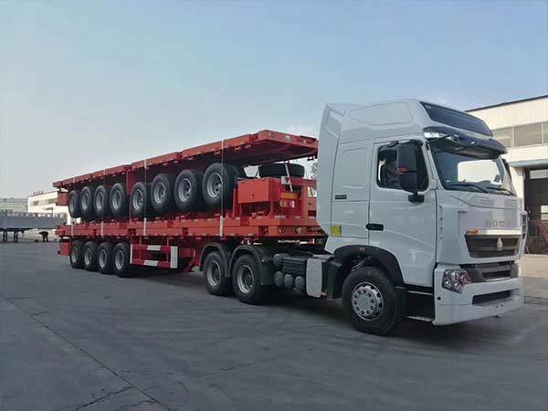 Flat semi-trailer 3-axle 30-60 ton 13-meter long container transportation
