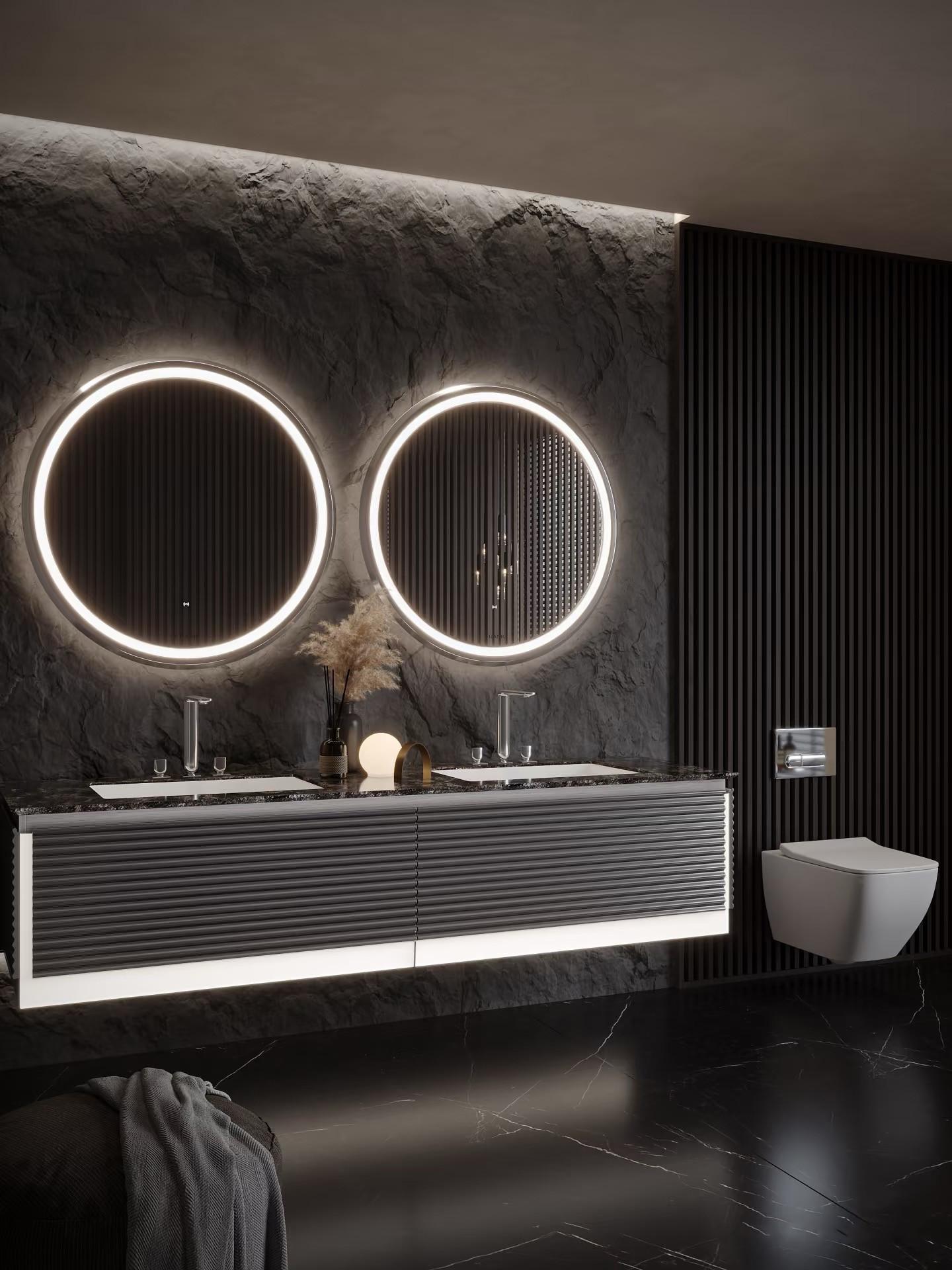 Round Backlit LED Bathroom Mirror Project in LosAngeles, USA