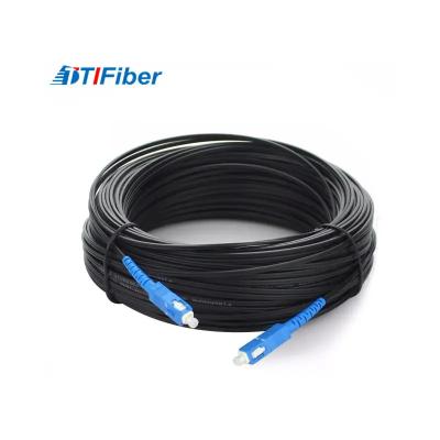China 100m FTTH Drop Cable With LC SC Connector Outdoor Fiber Optic Patch Cord for sale